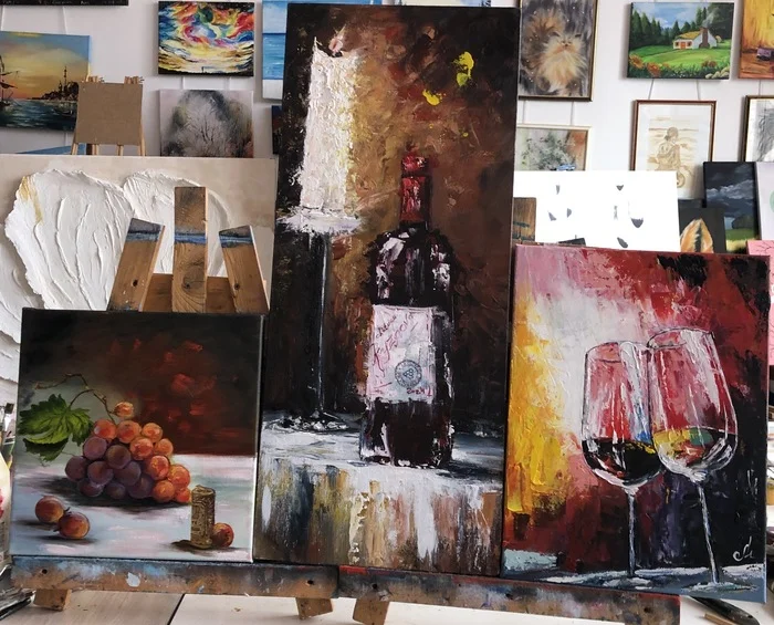 Entire still life, triptych) - My, Painting, Author's painting, Painting, Canvas, Vertical video, Triptych, Oil painting, Still life, Video, Short videos