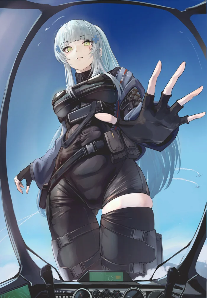 Hk416 - Hk416, Giantess, Anime art, Girls frontline, Airplane
