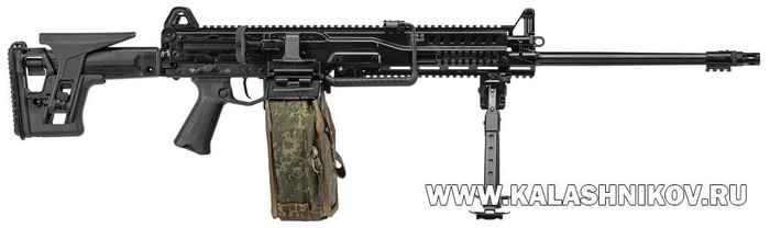 5,45-мм ручной пулемёт РПЛ-20 со стволом длиной 590 мм, представленный в 2024 году». Фото концерна «Калашников»