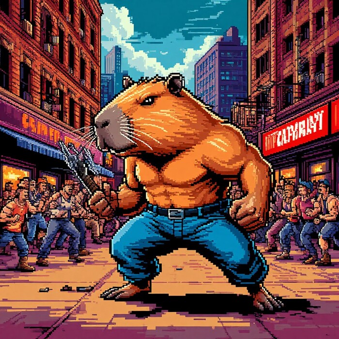Боевая капибара в стиле beat'em up:)