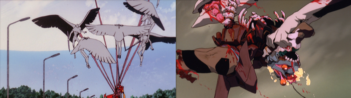 Серийные Евы разрывают Еву-02. Останки Евы-02 -- уже не отрегенерировать :(