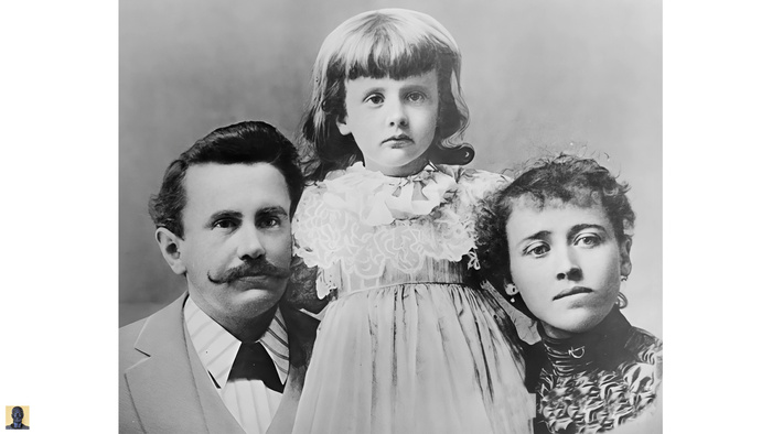 Уильям Портер с семьёй (супруга Атоль и дочь Маргарет) в начале 1890-х.