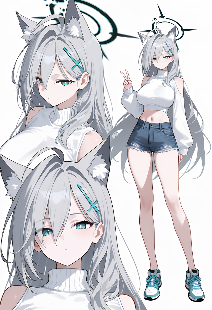  Blue Archive, Sunaookami Shiroko, , , , , Anime Art, Animal Ears, Shiroko Terror,  