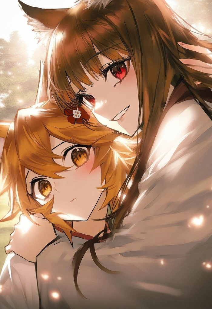 ,  Anime Art, , Sewayaki Kitsune No Senko-san, Senko-san, Holo, Spice and Wolf,  , Animal Ears, 