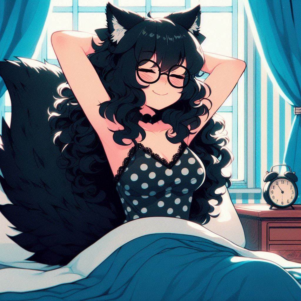 Sarah and the Vacation That Won't Let Go - My, Neural network art, Anime art, Нейронные сети, Anime, Art, Original character, Girls, Kitsune, Animal ears, Tail, Vacation, Spring, Ginger & White, Longpost