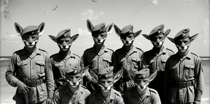 Бойцы отделения Сил Особых Операций под командованием ст.с-т Кугоши Тауити (крайний слева), без потерь со своей стороны захватившие радиостанцию на острове Кахуи, в архипелаге Наритау