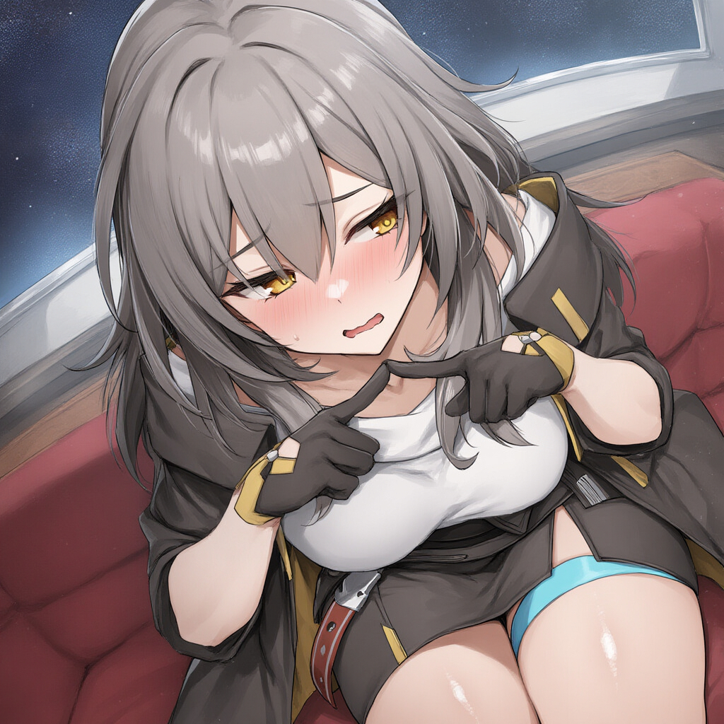 He is shy - Art, Anime, Anime art, Neural network art, Honkai: Star Rail, Stelle (Honkai: Star Rail), Games, Game art