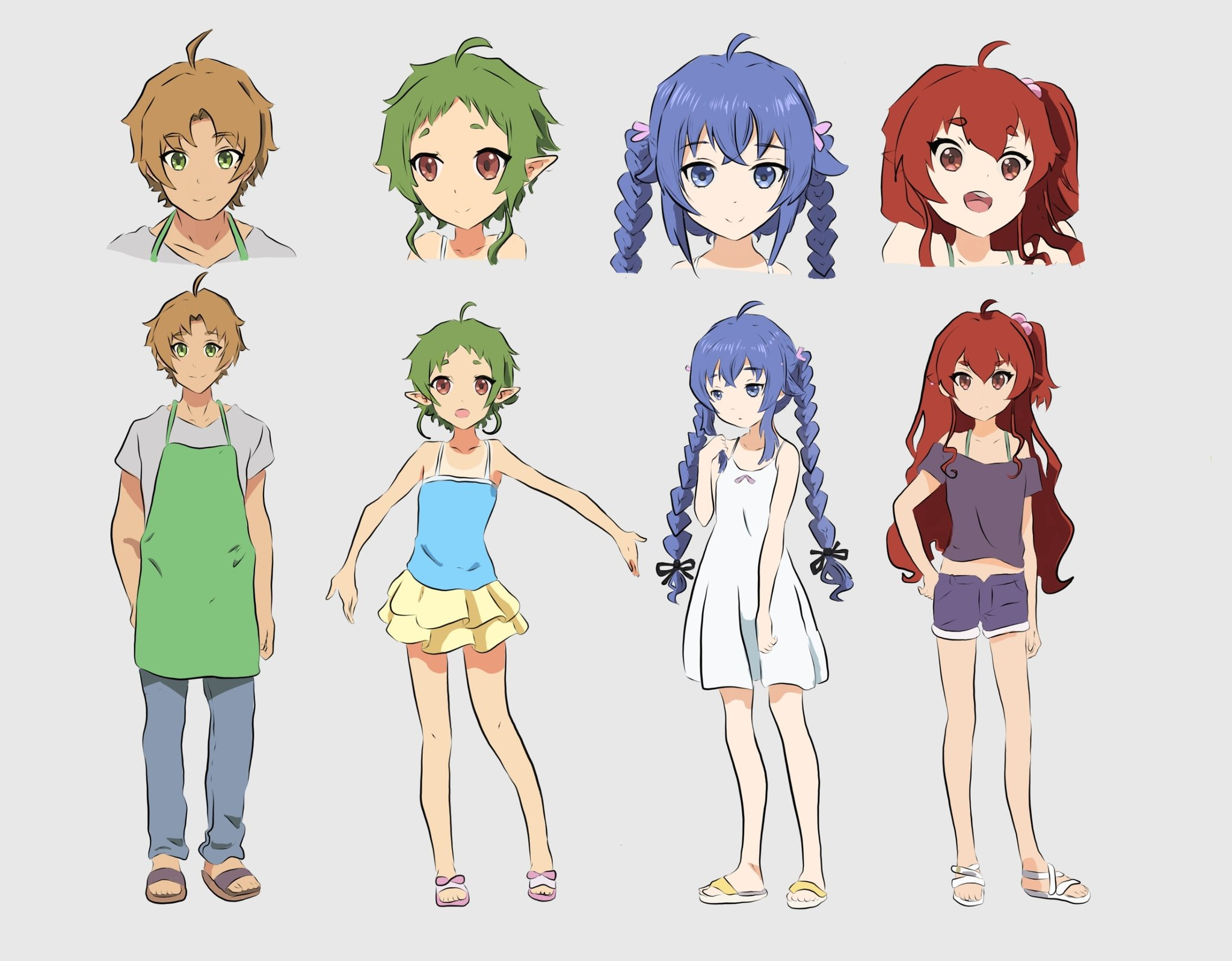 The Rebirth of a Pastry Shop Owner - Anime, Anime art, Anime memes, Rudeus Greyrat, Sylphiette, Roxy migurdia, Eris boreas greyrat, Mushoku tensei, Shoujo ramune, Crossover, Twitter (link)