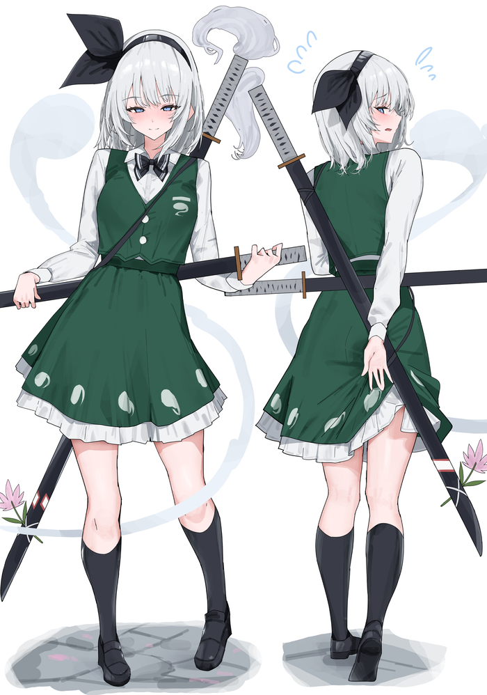 Myon Yuyuko Touhou, Saigyouji Yuyuko, Konpaku Youmu, 258n, , , Anime Art,  , 