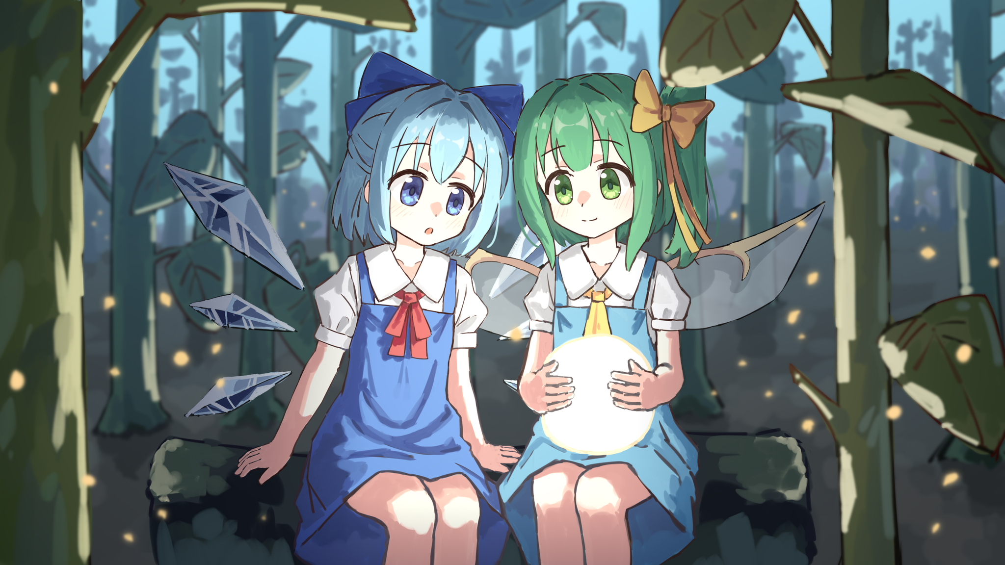 Daiyousei & Cirno - Touhou, Daiyousei, Cirno, Anime art, Game art, Anime, Games
