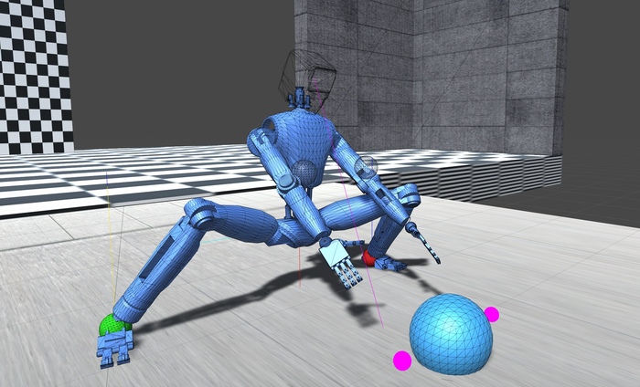 Архивное фото, робот пытается присесть.