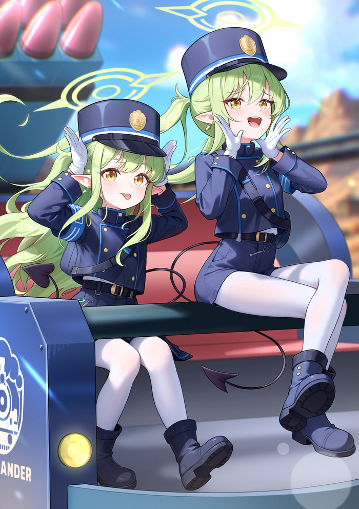 Choo choo, mothertracker , Anime Art, Blue Archive, Tachibana Hikari, Tachibana Nozomi