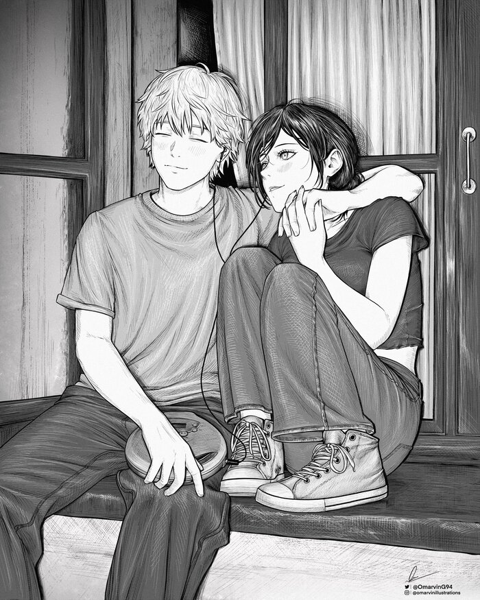   Omarvin, , , Anime Art, Chainsaw Man, Denji, Reze