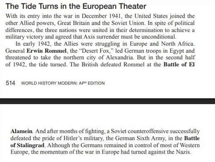 О Сталинграде и Эль-Аламейне из американского учебника AMSCO AP World History