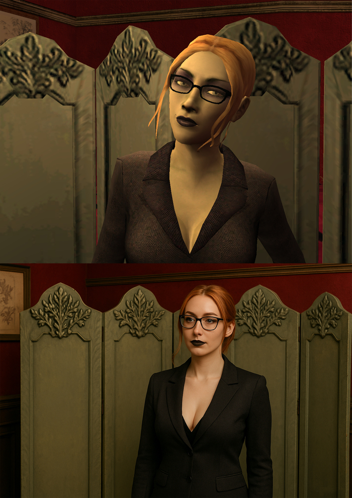 чуть рыжеватая, но сделаем вид что так стены рефлексят) тут цвет исправлять - только портить.