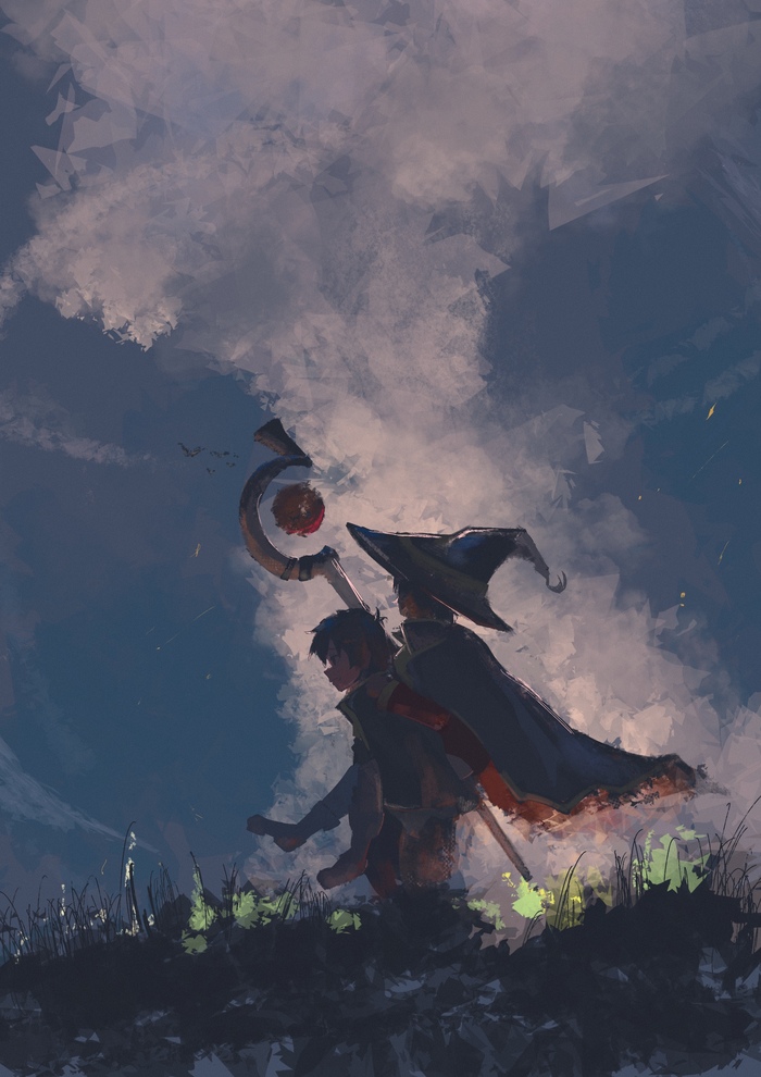    Anime Art, , Konosuba, Megumin, Komekko, Satou Kazuma, 