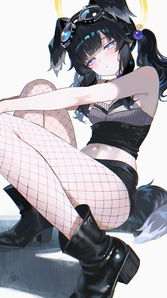  , Anime Art, Blue Archive, Nekozuka Hibiki, Animal Ears, 