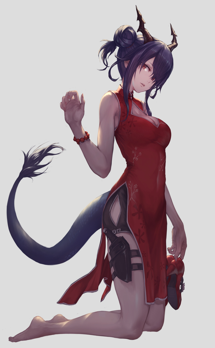   Anime Art, , Arknights, Chen (Arknights), Game Art, Pixiv,   