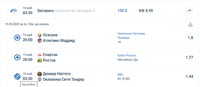 Экспресс на 15–16 мая 2025 года прогноз от нейросети