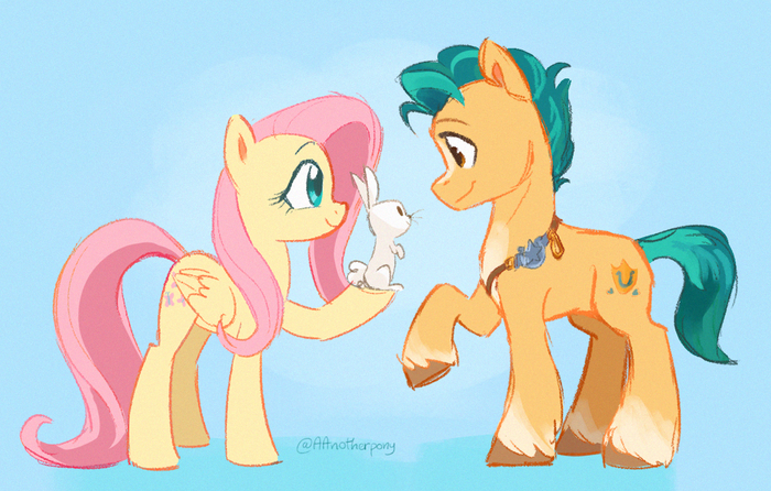 , ,  **! My Little Pony, Fluttershy, Angel Bunny, Hitch Trailblazer