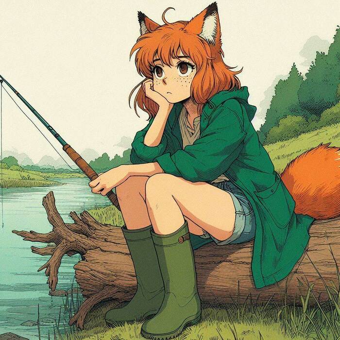   , , Anime Art,  , , , , Original Character, Animal Ears, , , , , , , Ginger & White, 
