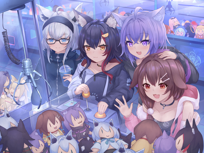     Hololive, Virtual YouTuber, Inugami Korone, Nekomata Okayu, Ookami Mio, Shirakami Fubuki, Animal Ears, Anime Art, ,  ,   