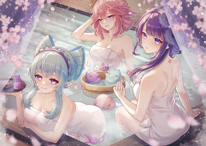  , Anime Art, Pixiv, Yae Miko (Genshin Impact), Genshin Impact, Raiden Shogun (Genshin Impact), Yumemizuki Mizuki (Genshin Impact)