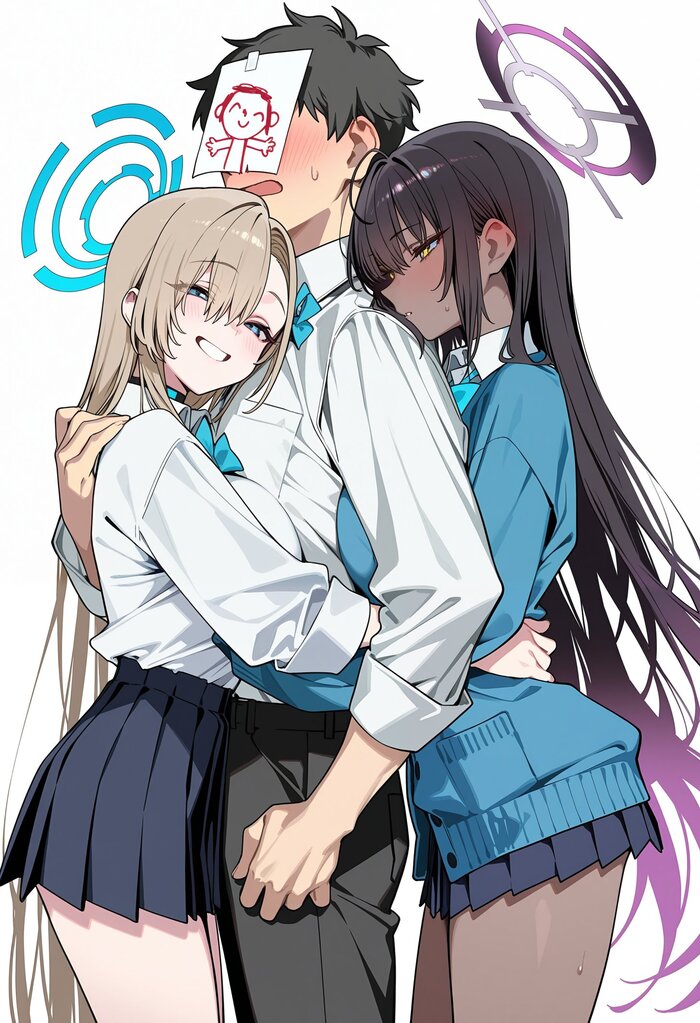  , Anime Art, Blue Archive, Ichinose Asuna, Sensei (Blue Archive), Kakudate Karin