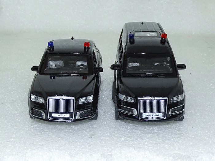 Рис. 4. Модели автомобилей Аурус «Сенат» и Аурус «Арсенал» от «Технопарк» (вид спереди)