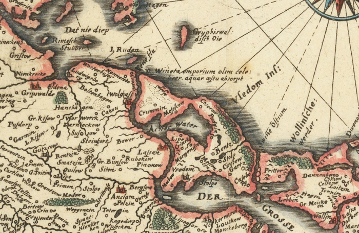 ������ (Wineta) �� ����� Pomeraniae Ducatus Tabula. 1638. Matthaus Merian.