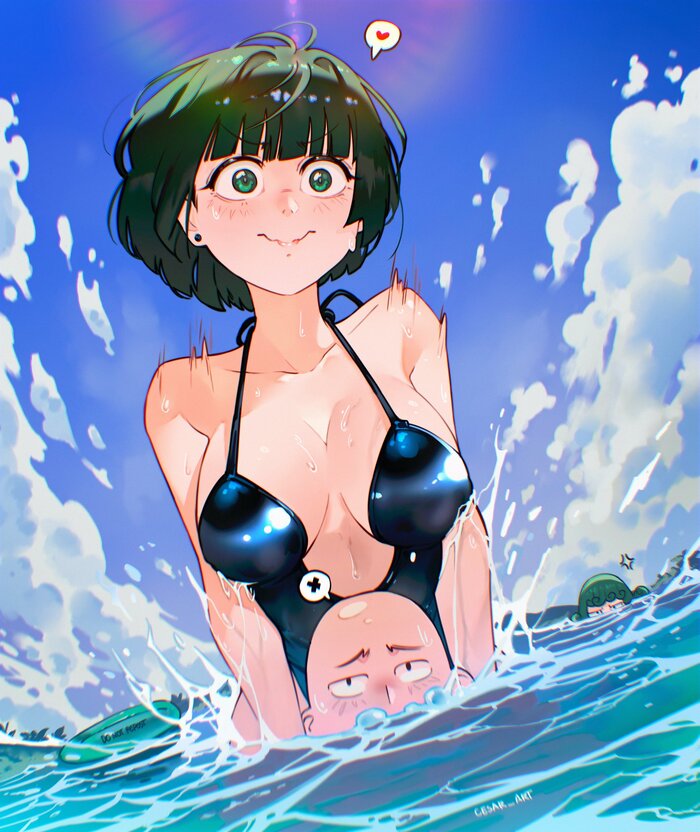        , Anime Art, Tatsumaki, Fubuki, Saitama, King (Onepunchman), Onepunchman, , , , One-piece swimsuit