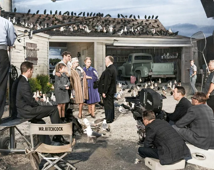 Интересные моменты на съемках культовых и популярных фильмов ХХ века. Подборка из 20 раскрашенных фотографий. Часть III 20 век, Фильмы, Старое фото, Фото со съемок, Фотография, Колоризация, Длиннопост