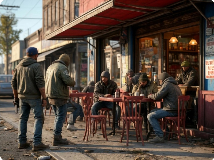 Городское население времен кризиса (создано с помощью ИИ)