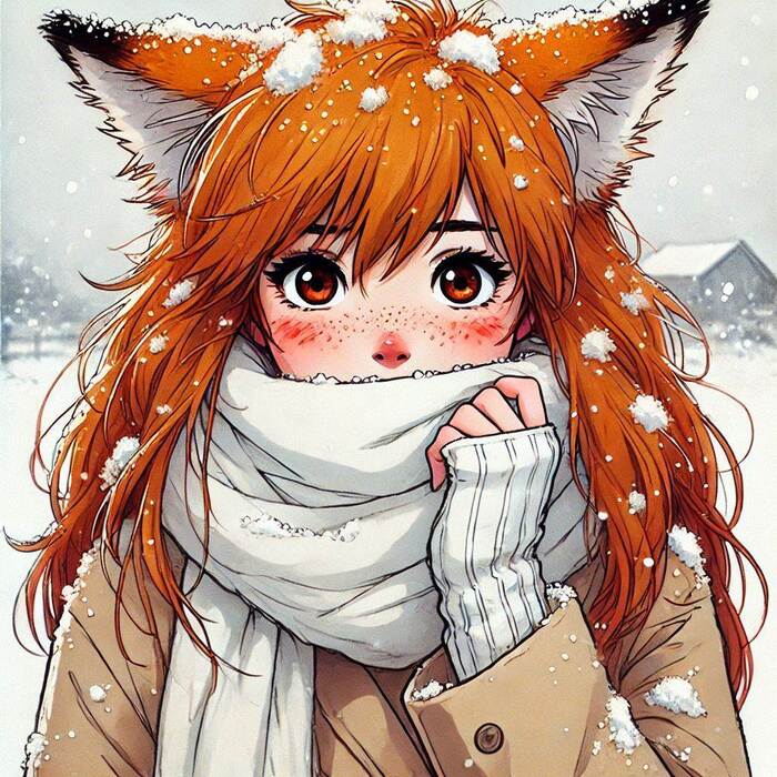 День рыжих! Аниме, Арты нейросетей, Anime Art, Нейронные сети, Арт, Девушки, Original Character, Кицунэ, Animal Ears, Хвост, Рыжие, Веснушки, Ginger & White, Длиннопост