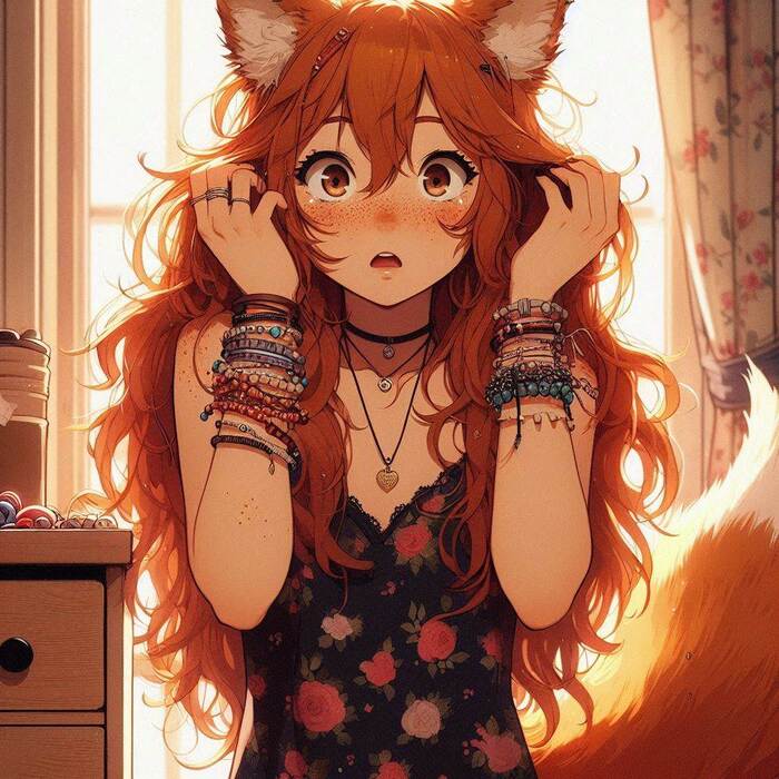 День рыжих! Аниме, Арты нейросетей, Anime Art, Нейронные сети, Арт, Девушки, Original Character, Кицунэ, Animal Ears, Хвост, Рыжие, Веснушки, Ginger & White, Длиннопост
