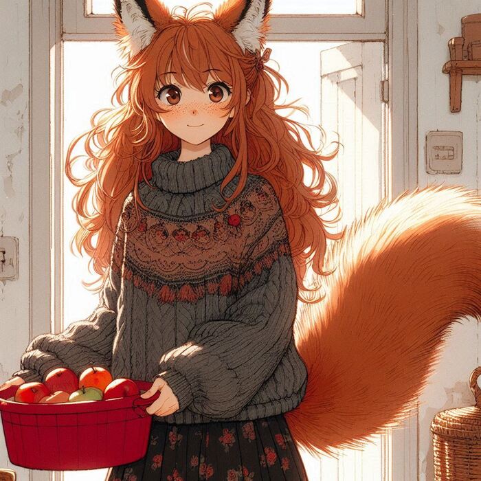 День рыжих! Аниме, Арты нейросетей, Anime Art, Нейронные сети, Арт, Девушки, Original Character, Кицунэ, Animal Ears, Хвост, Рыжие, Веснушки, Ginger & White, Длиннопост