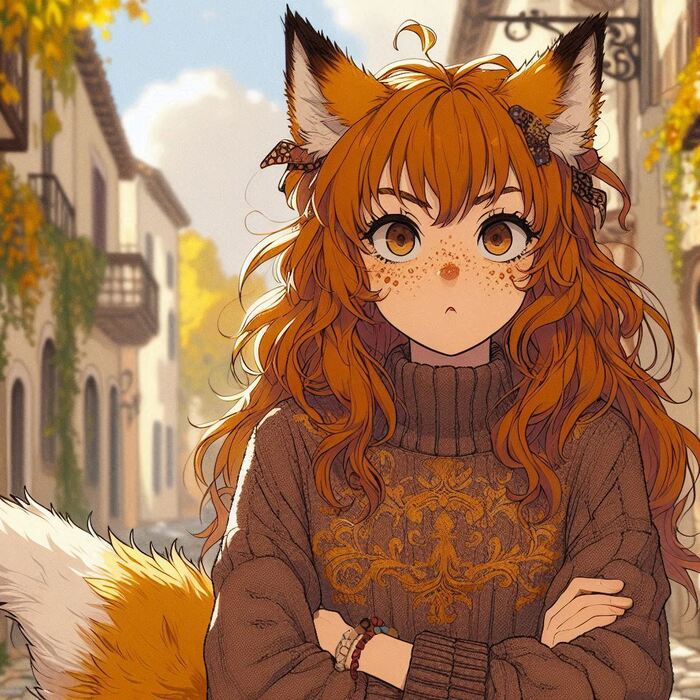 День рыжих! Аниме, Арты нейросетей, Anime Art, Нейронные сети, Арт, Девушки, Original Character, Кицунэ, Animal Ears, Хвост, Рыжие, Веснушки, Ginger & White, Длиннопост