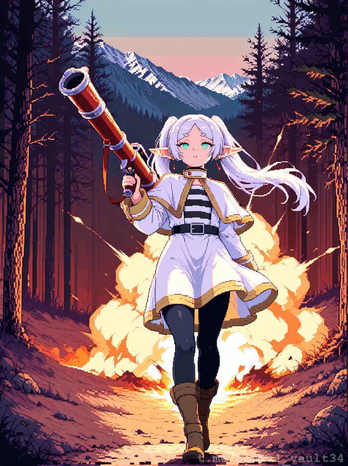      , , Anime Art,  , Frieren, Sousou no Frieren, Pixel Art, 