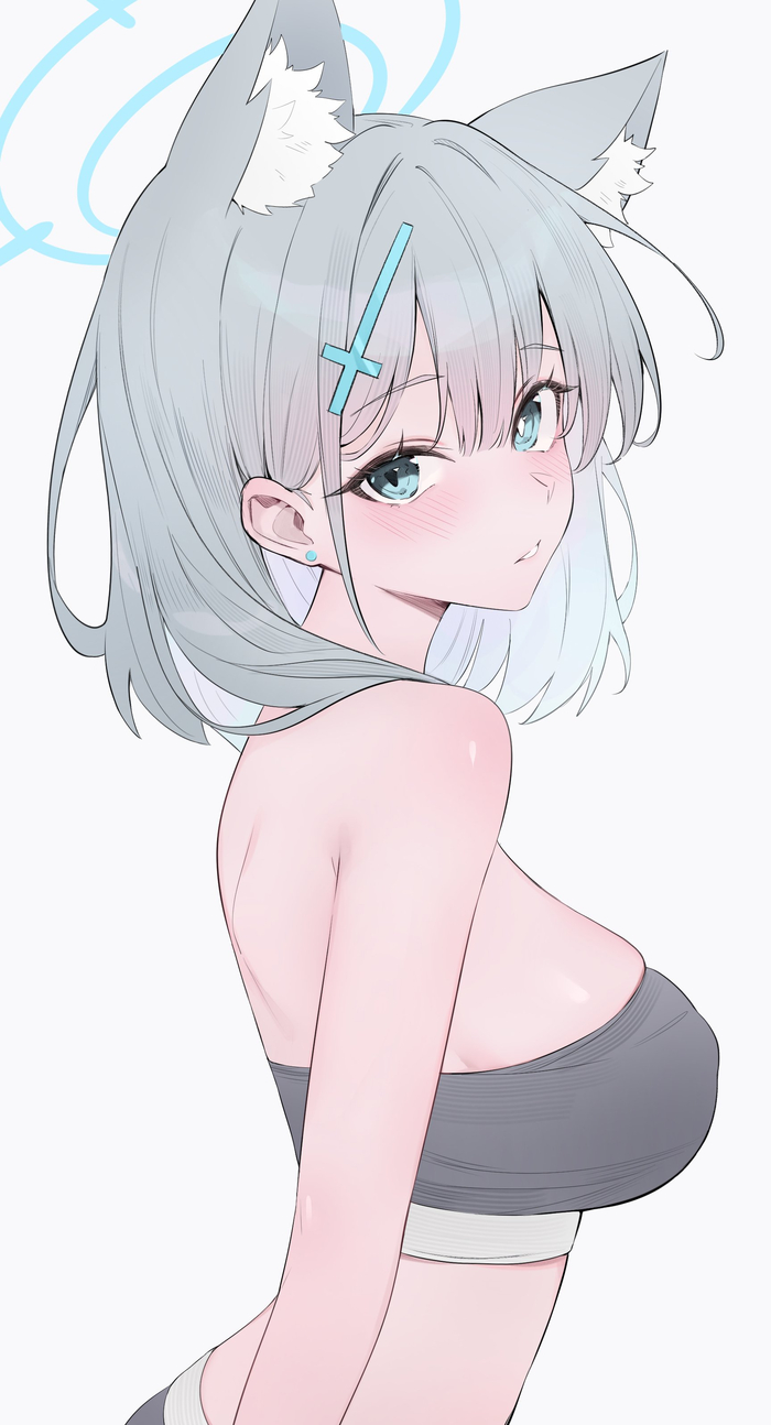    Blue Archive, Sunaookami Shiroko, , , , , Anime Art, Animal Ears,   ,  