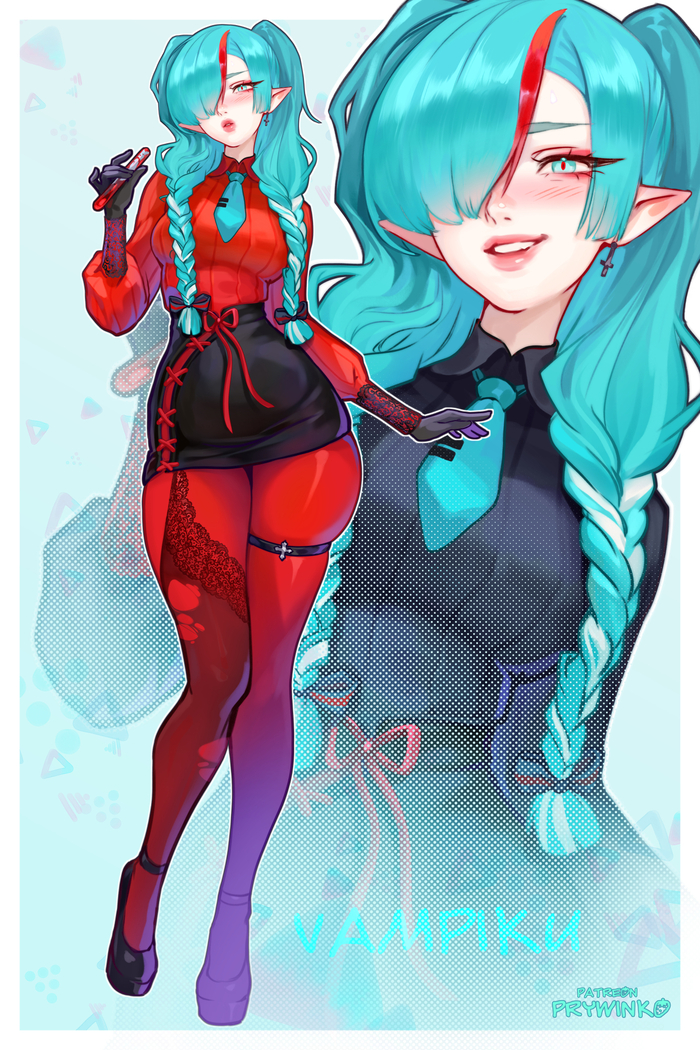 Vampiku - Miku Vampire Prywinko, , , Anime Art, Vocaloid, Hatsune Miku, 