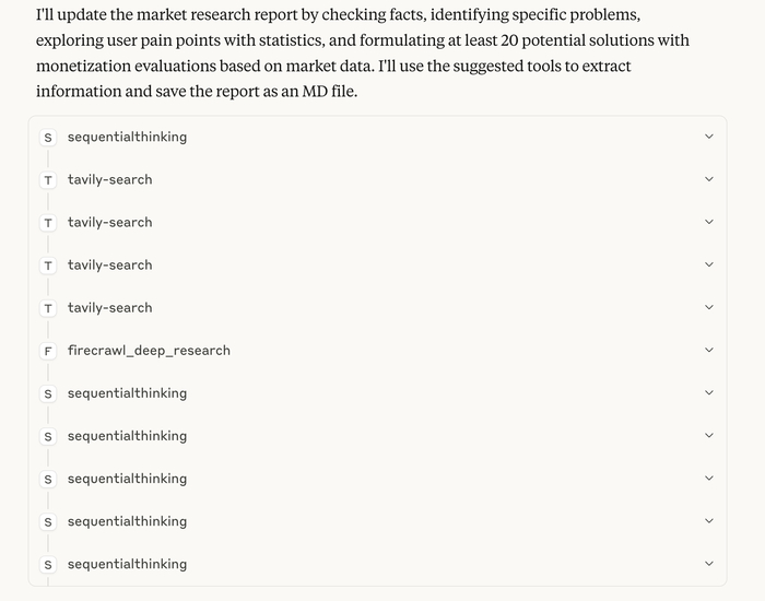 ������ ������ Claude ��� ������������� �����, sequential-thinking ������������� ������, tavily-search ����, firecrawl �������������!