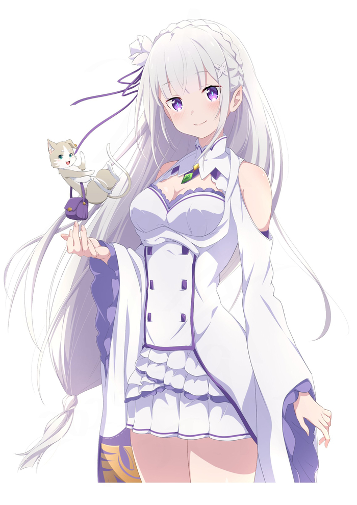 Emilia & Pack Anime Art, , Re:Zero Kara, Emilia, Pixiv, , Puck