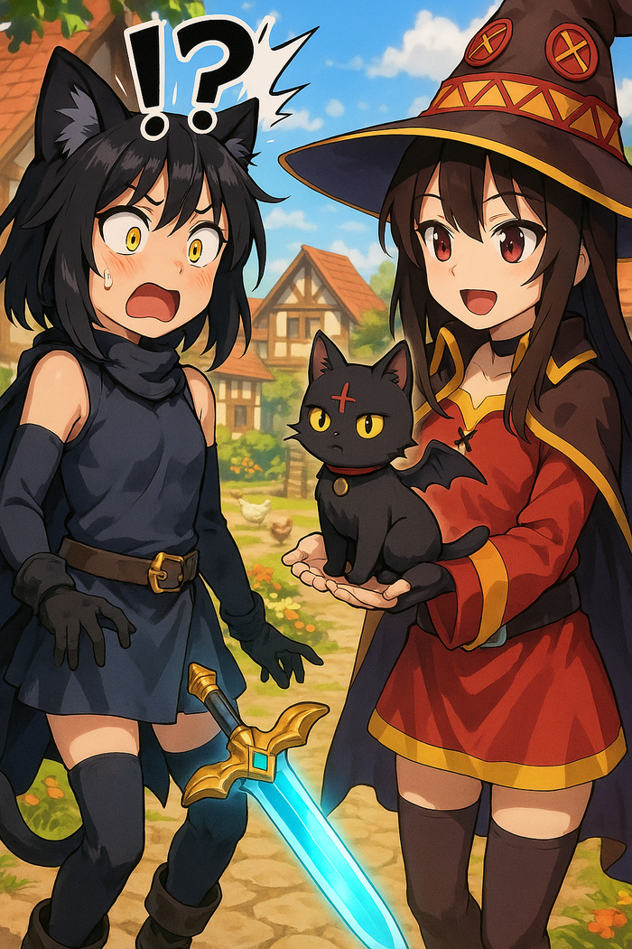 "    "  , , , Konosuba, Megumin, Anime Art, Animal Ears, ChatGPT