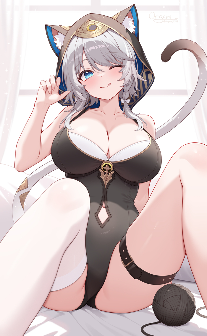  Anime Art, Honkai: Star Rail, Cipher (Honkai: Star Rail), Animal Ears, , Origami (poinia)