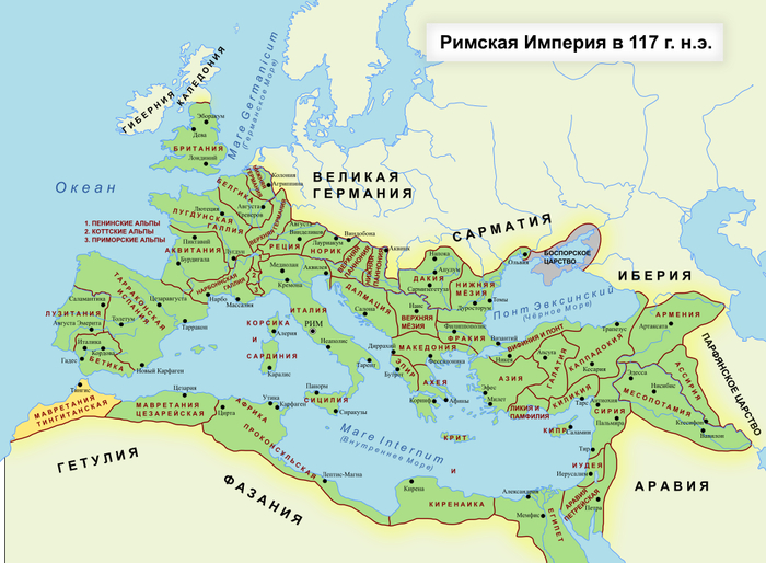 Мавритания Тингитанская (жёлтым выделена)