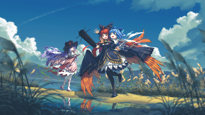  Touhou, Cirno, Reiuji Utsuho, Remilia Scarlet, Anime Art, Game Art, , 