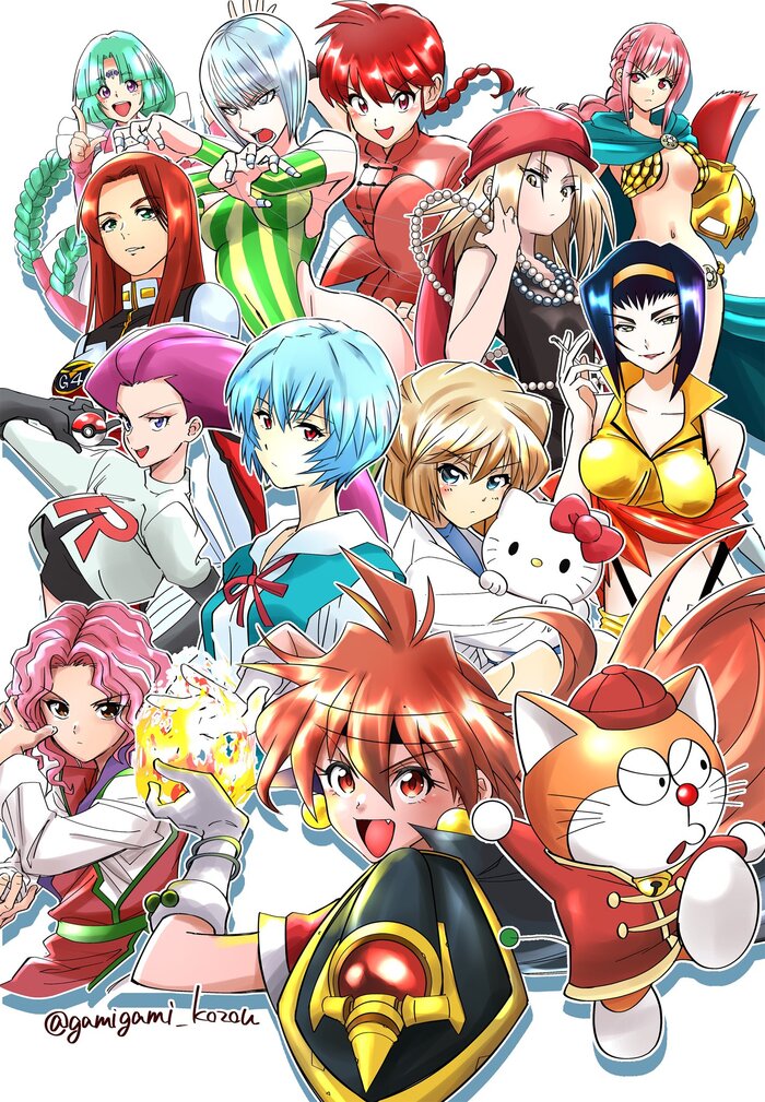     2D  , Anime Art, Lina Inverse, Anna Kyoyama, Faye Valentine, Rei Ayanami, Rebecca, Slayers, Cowboy Bebop, Gundam, Shaman King, ,  ()