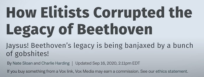 Почему бы не назвать правдиво: «ОМГ! Сборище крикливых идиотов уничтожает наследие Бетховена!»