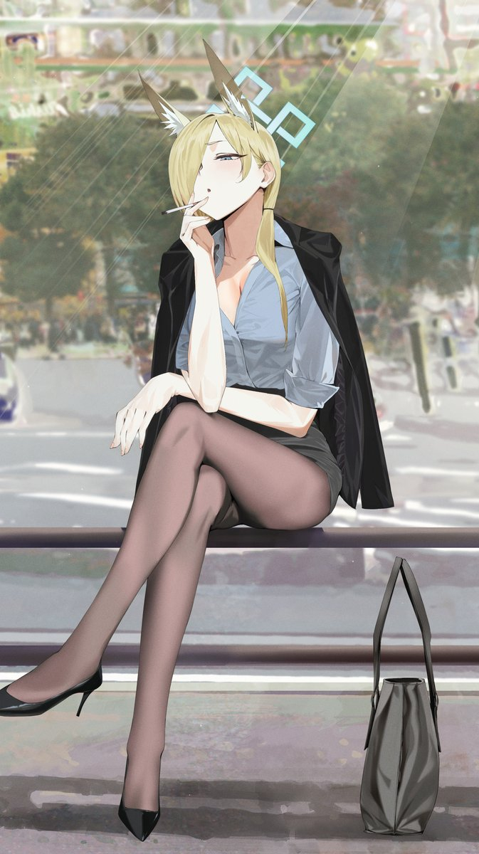  , Anime Art, Blue Archive, Ogata Kanna, Office lady, Animal Ears, 