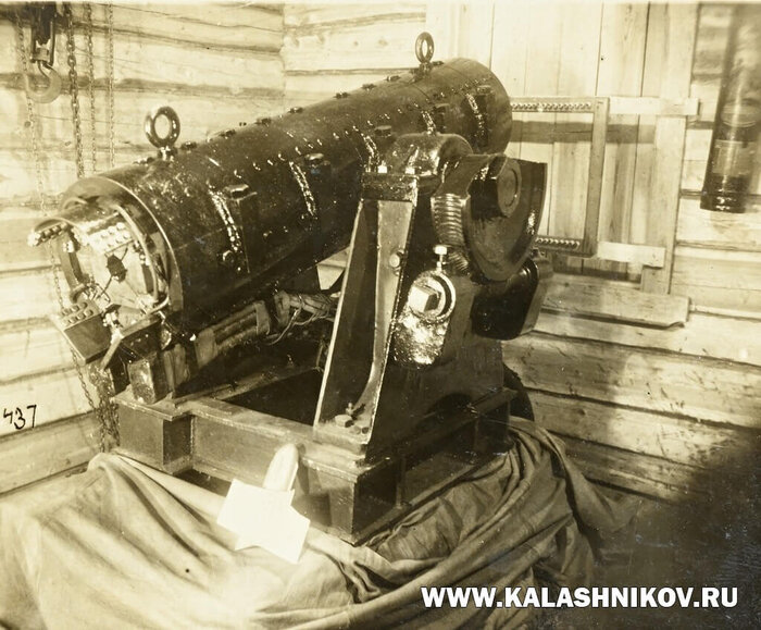 Орудие МЭО-60 на испытательной станции. ВИМАИВиВС